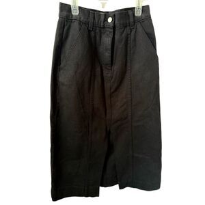 Mara Hoffman Skirt Women size 0 Nikita Denim Jean Slit Pencil Midi Black Organic
